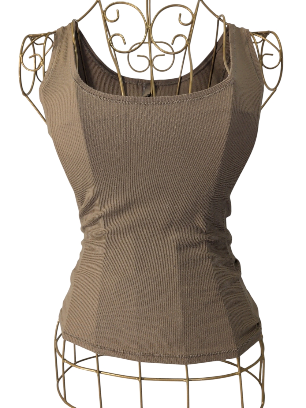 SKIMS Ribbed Tank Top - Size Medium - Tan/Taupe